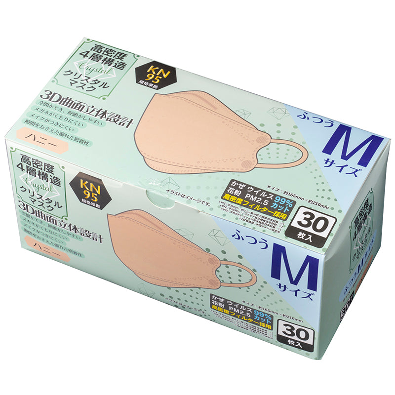 4層構造クリスタルマスク30枚入 ハニー Mサイズ ×【3個セット】 ふつう